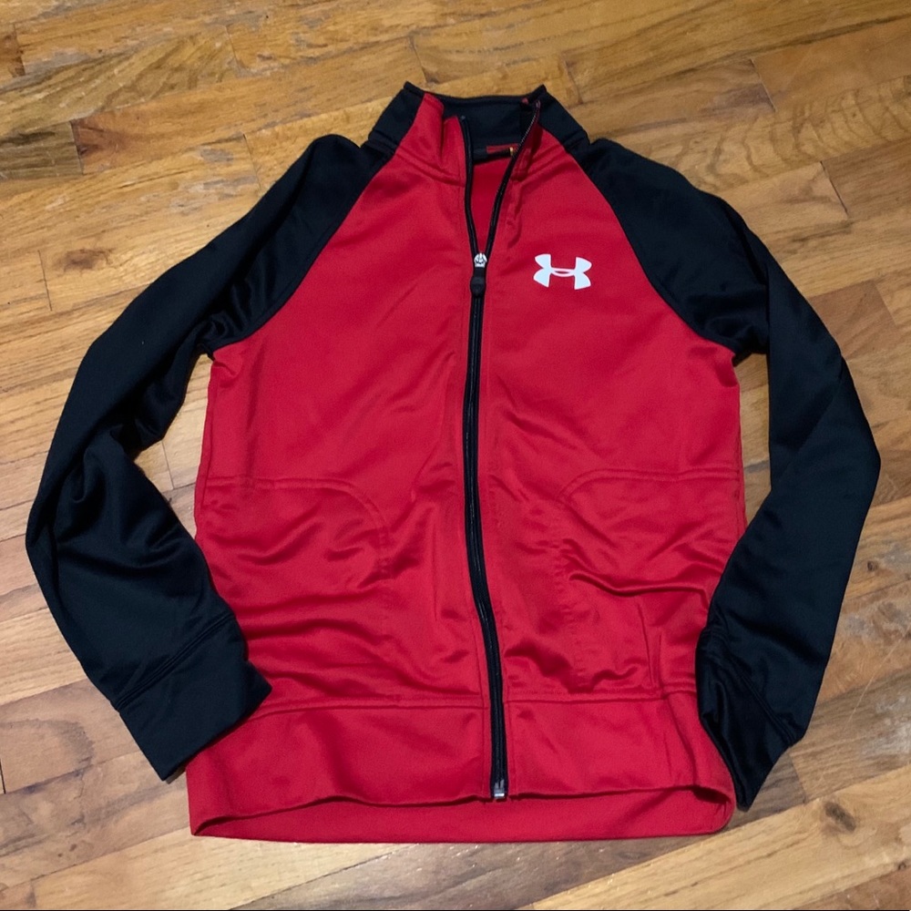 UA youth Red and black zip lightweight jacket
